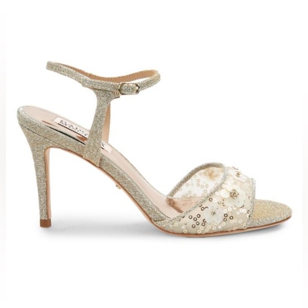 Badgley Mischka Terran Embellished Glitter Stiletto Heels